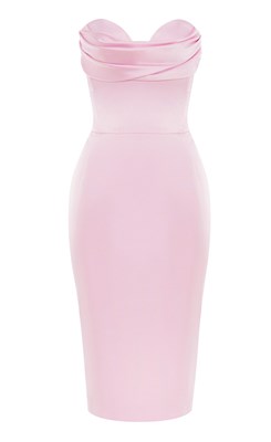 Show details for DRAPED SATIN COREST MIDI DRESS Picture of DRAPED SATIN COREST MIDI DRESS