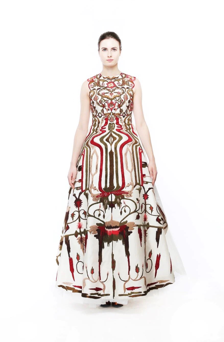 Picture of GEOMETRIC & FLORAL EMBROIDERED GOWN 