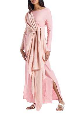 Show details for WRAP DRESS BEIGE & PINK Picture of WRAP DRESS BEIGE & PINK