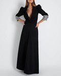 Picture of CREPE PLUNGE MAXI DRESS WITH BEADED