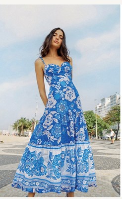 Picture of FULL OF FLOWERS BLUE MIDI DRESS