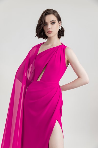 Picture of ASYMMETRICAL DRAPING CREPE DRESS, Picture 3