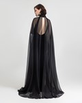 Picture of SLIM CUT CREPE DRESS WITH OVERLAYERED CAPE