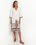 Picture of FEATHER CHEVRON V NECK DRESS