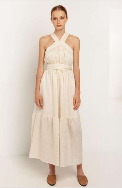 Picture of LONG HALTER DRESS BEIGE, Picture 1