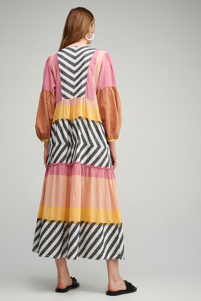 Picture of MAXI DRESS LONG SLEEVE PINK BLK, Picture 3