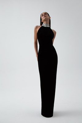 Picture of VELVET MAXI DRESS W/ CRYSTAL