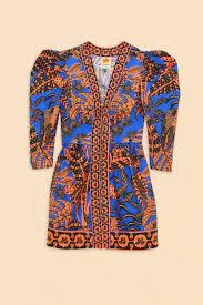 Picture of TROPICAL GOLD  BLUE SHORT SLEEVE MINI DRESS, Picture 2