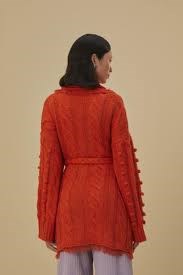 Picture of ORANGE BRAIDED KNIT CARDIGAN, Picture 2
