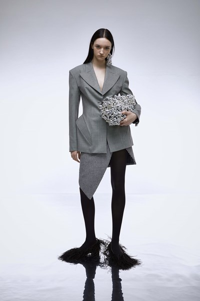 Picture of ASYMMETRIC HOUNDSTOOTH WRAP SKIRT, Picture 1