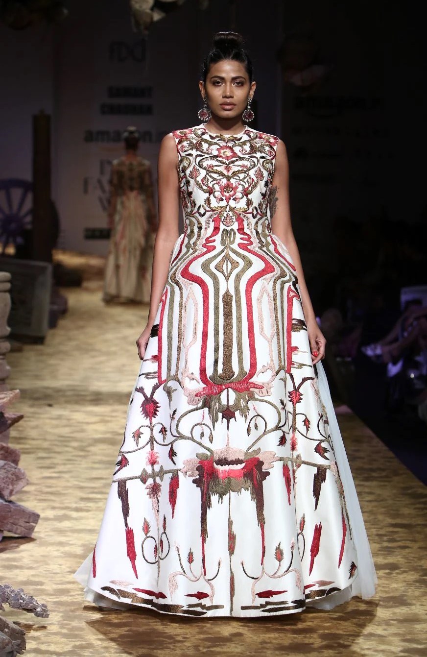 Picture of GEOMETRIC & FLORAL EMBROIDERED GOWN 
