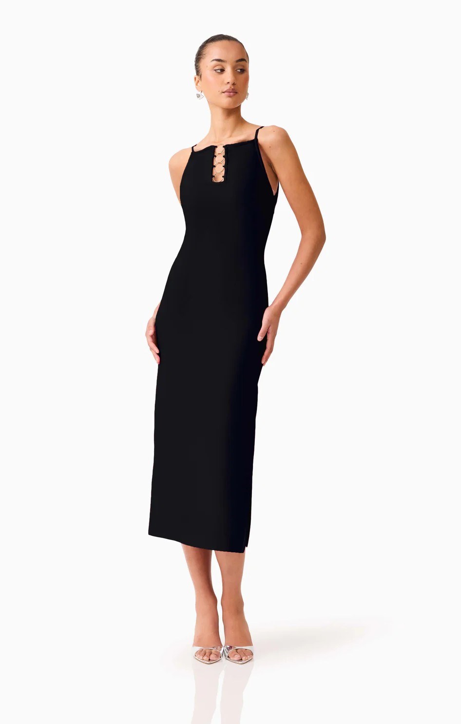 Picture of NAOMI HIGH NECK MIDI DRESS BLK