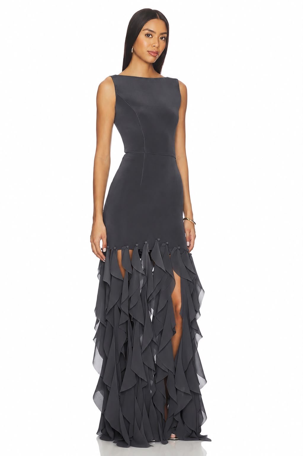 Picture of MARISOL RUFFLED FRINGE GOWN