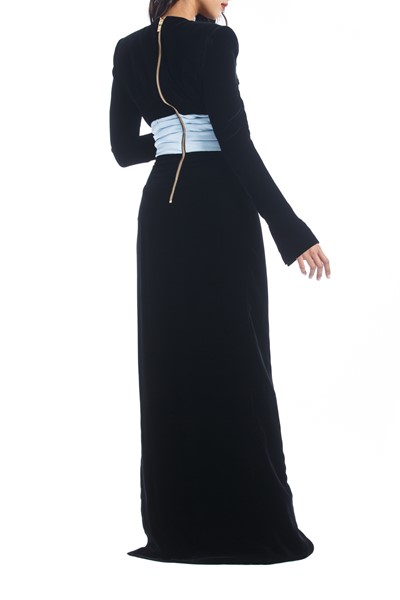 Picture of VELVET DRESS WITH SATIN BELT, Picture 4
