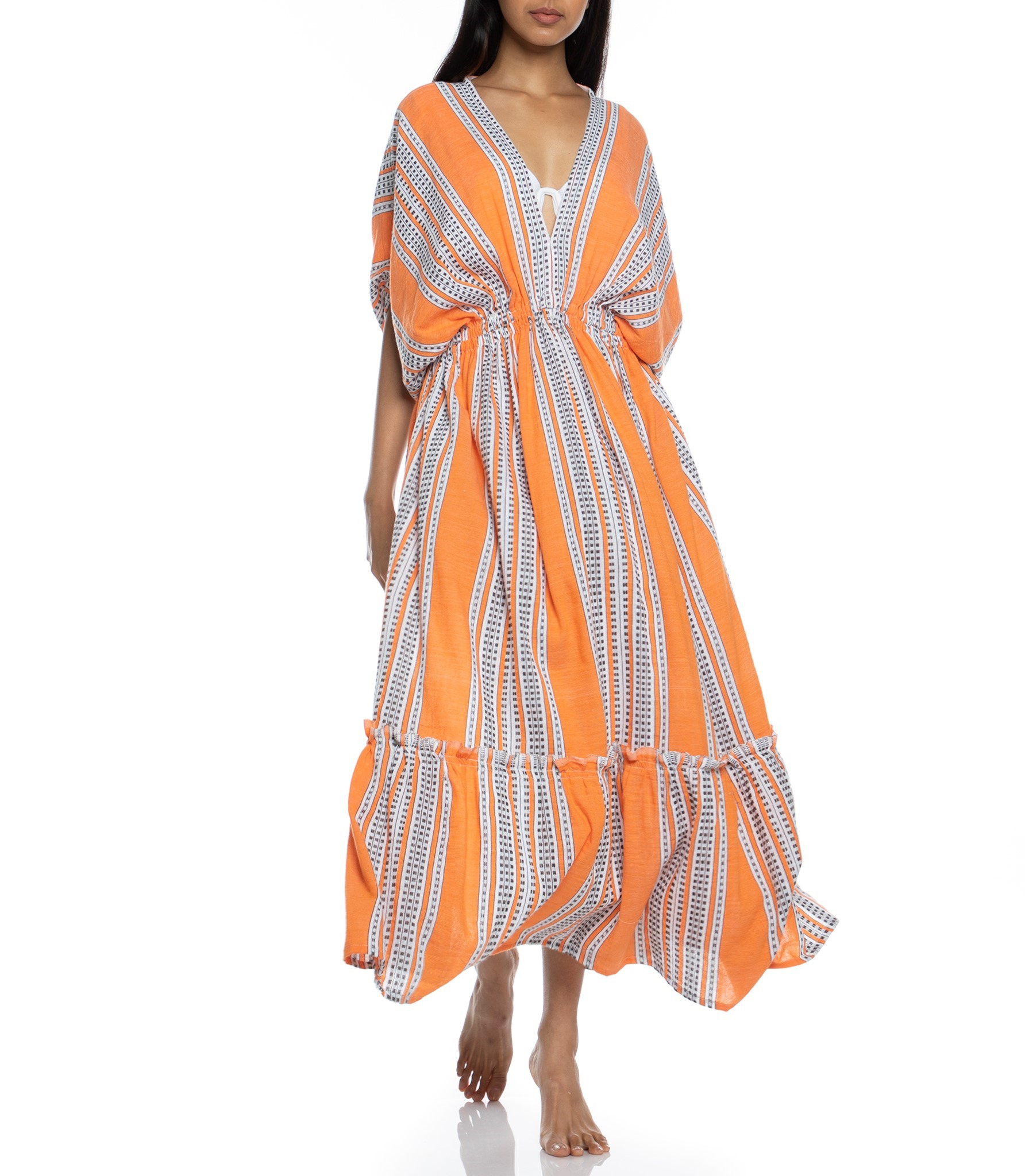 orange plunge dress