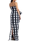 Picture of Bow Embellished Checked Satin Midi Dress