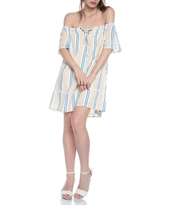 Picture of STRIPE OFF THE SHOULDER DRESS 