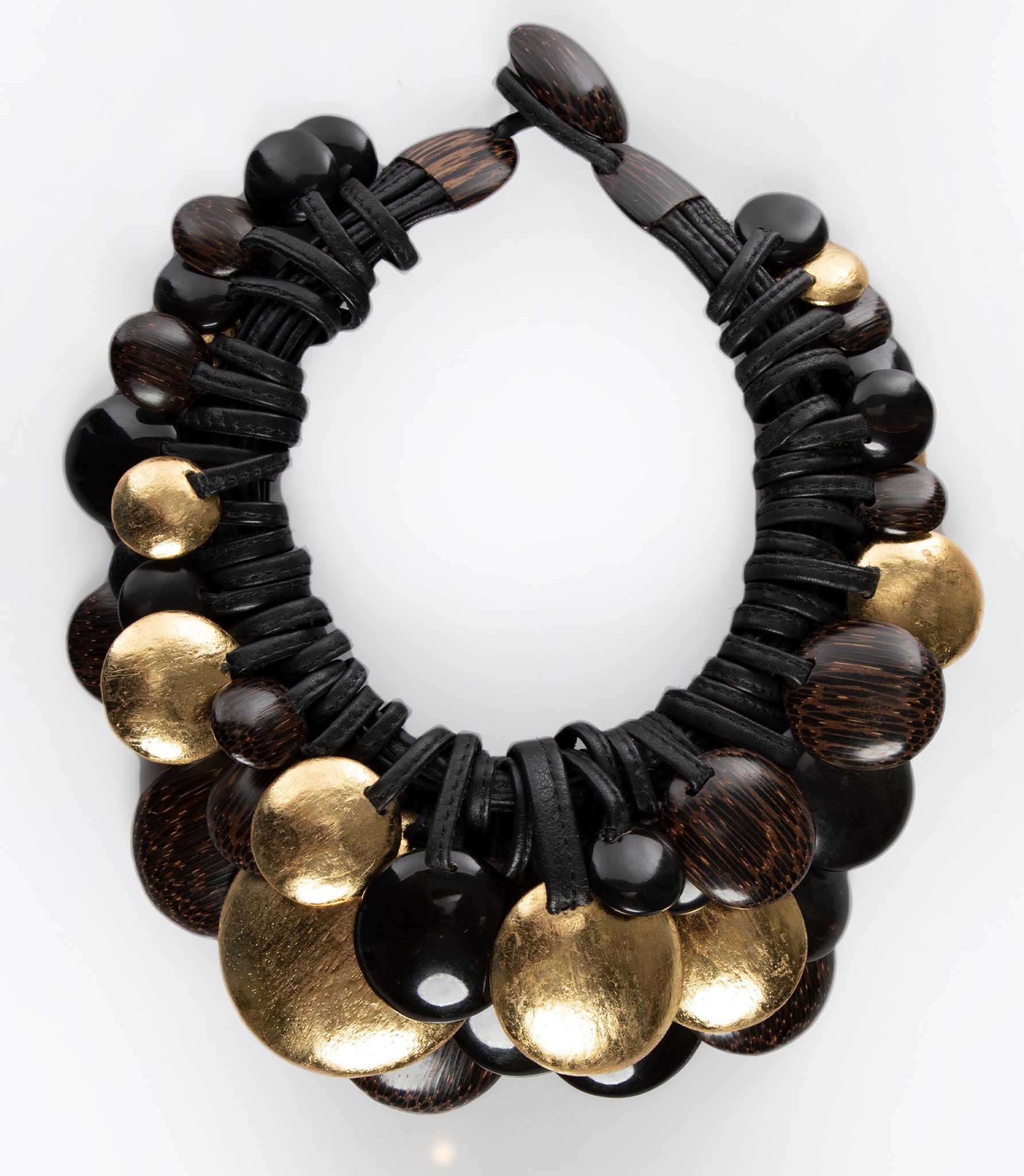 GOLD LEAF AFRICAN \u0026 EBONY WOOD NECKLACE