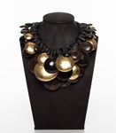 Picture of LEATHER GOLD LEAF AFRICAN & EBONY WOOD NECKLACE