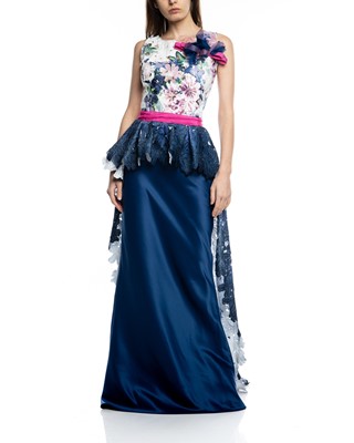 Picture of LONG DRESS BLUE & FUSHIA