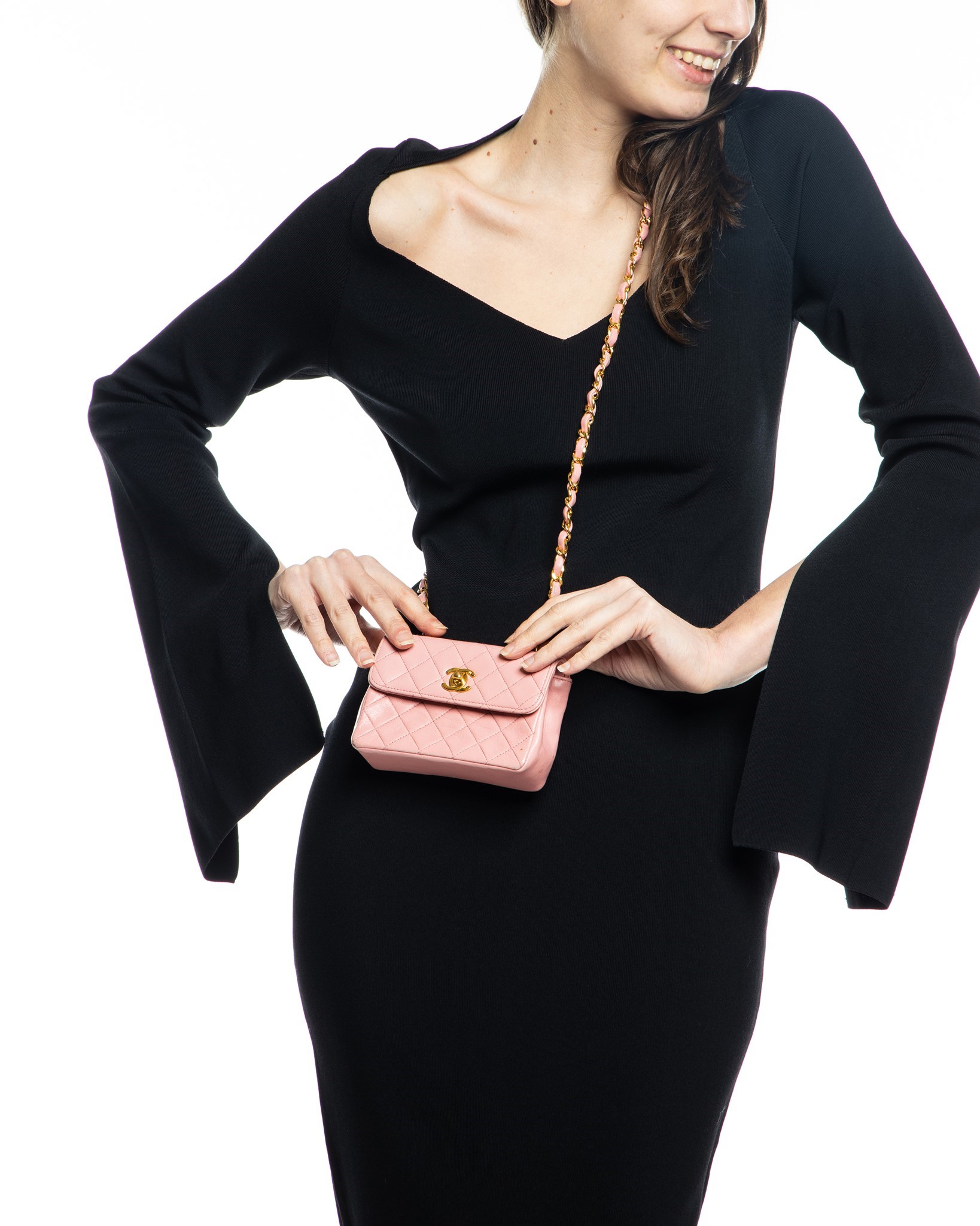 Nass boutique is a multi-brand boutique curating women's clothing and  accessoriesCHANEL PINK QUILTED LEATHER MINI CLASSIC FLAP