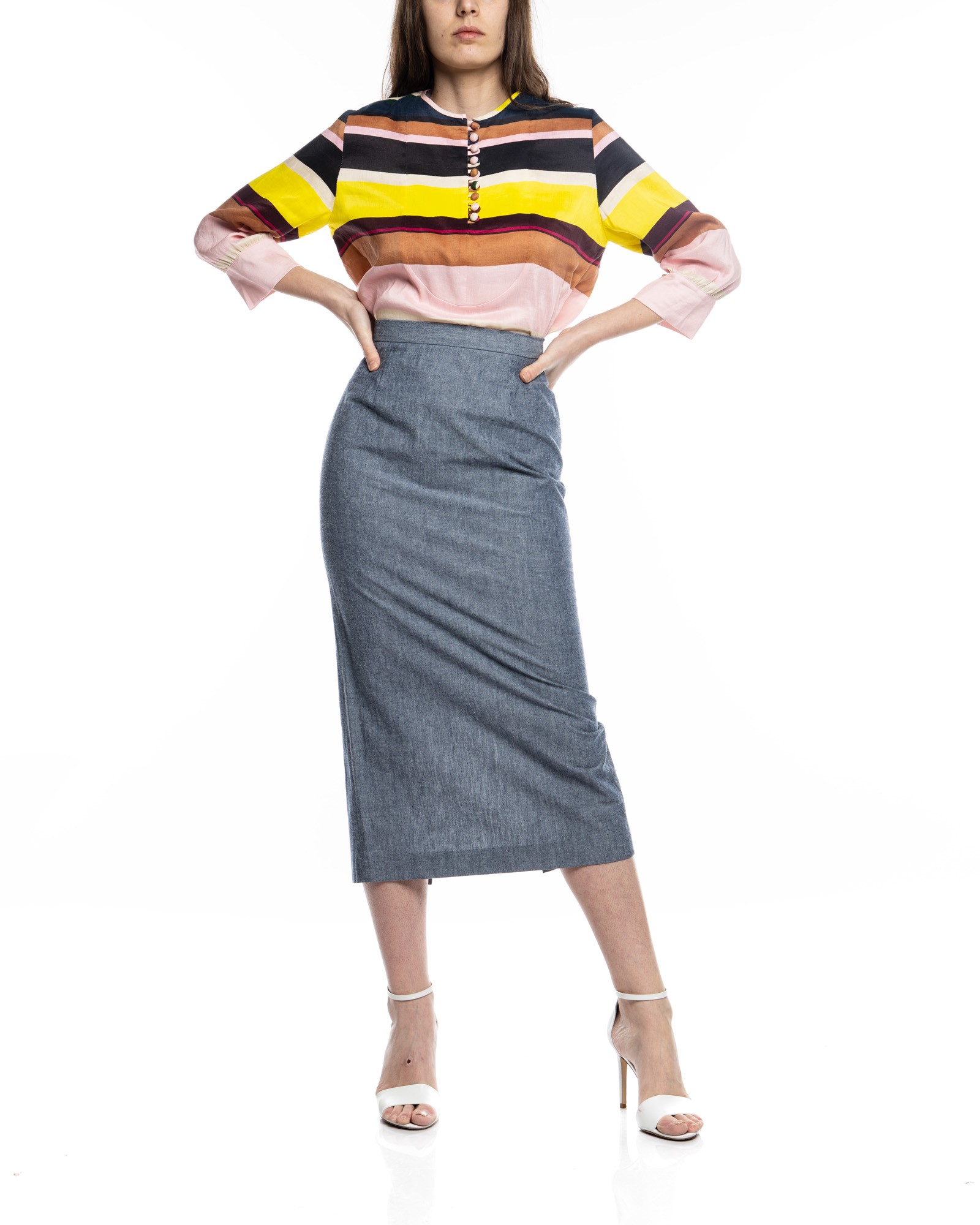 Picture of CHAMBRAY VITTORIA STRAIGHT SKIRT