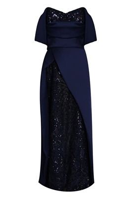 Picture of LONG OFF THE SHOULDER DRESS NAVY